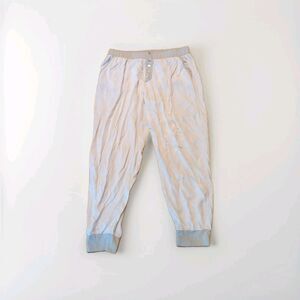 Wysteria Lane Pajama Lounge Pants Womens Medium Beige Stripe Jogger Pockets